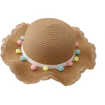 Sombrero de paja con protección solar para ni #beige sets 