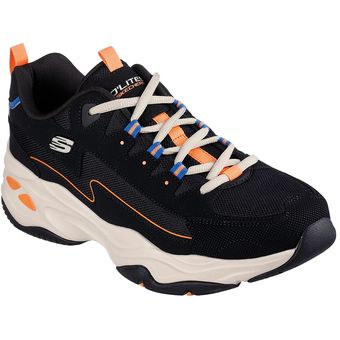 Tenis Skechers D Lites 4.0 Color Negro Blanco Naranja para Hombre