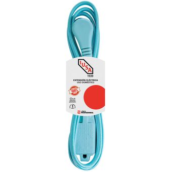 Extensión Eléctrica Trenzada IUSA, Color Azul con Blanco, 16 AWG