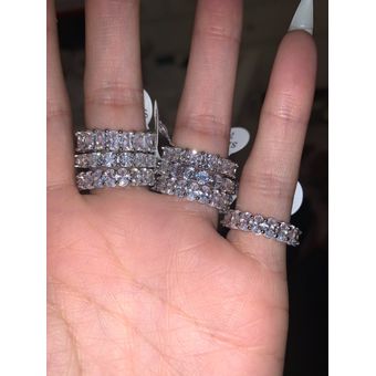 Anillo De Compromiso Eterno 925 Plata Esterlina Aaaaa Cz De 