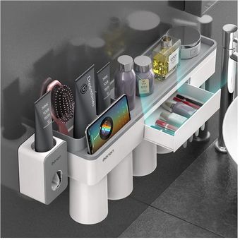 caja organizadora de pared con adhesivo para baño de drenaje porta cepillo  de dientes baño accesorios