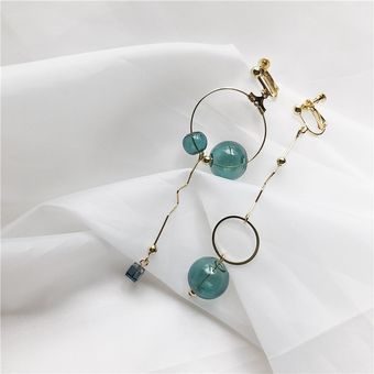 Diseño Pendientes De Bola De Vidrio Verde Retro Pendientes 