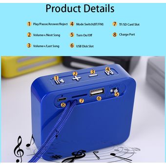 Mini altavoz portátil Bluetooth pequeña columna de música inalámbrica 