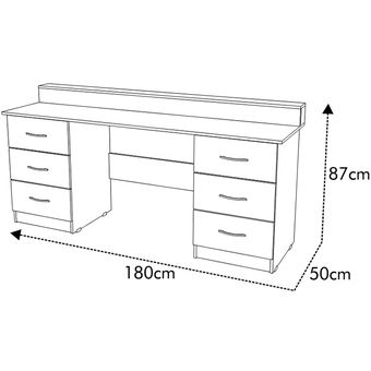 Escritorio Confort Cafe Claro 180 cm con Seis Cajones