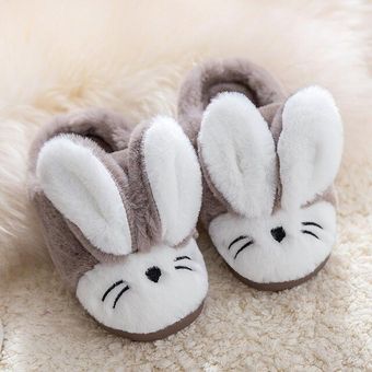 zapatos de algodón de felpa  chanclas para conejos de dibujos animados  Zapatillas de casa cálidas para interiores 