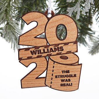 2020 Adornos de Navidad creativos Papel higiénico Crisis Colgante Colgante de madera Árbol de Navidad personalizado Decoraciones 
