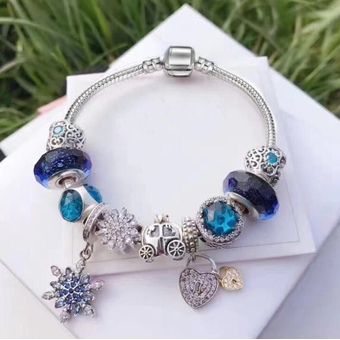 Yexcodes Pop Charm Lady Pulsera Diy Elegante Blue Jewelry 