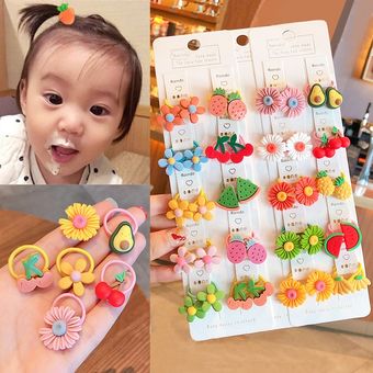 203040 Uds. frutas y bebés Juego de bandas elásticas para el pelo para niños accesorios para el cabello con bonitos animales flores 