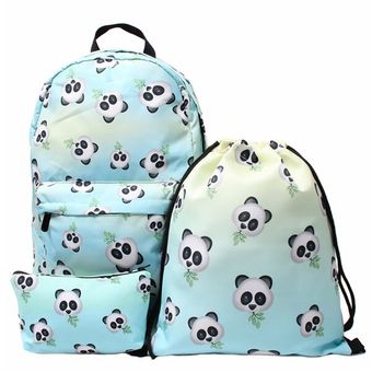 Deanfun 3 unidsset mochila Panda bambú estampado lindo cordón mochilas par 