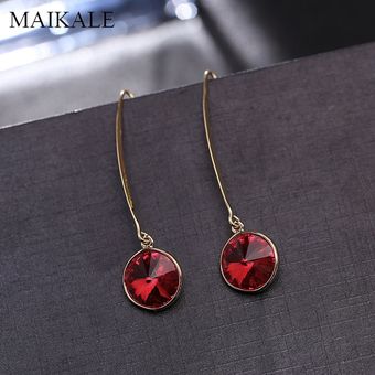 Pendientes De Caída Nuevos De Maikale Rosa De Cristal Largos 
