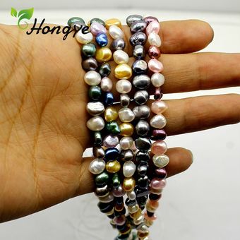 Collar De Perlas Naturales Multicolores De Hojas Rojas Diy A 