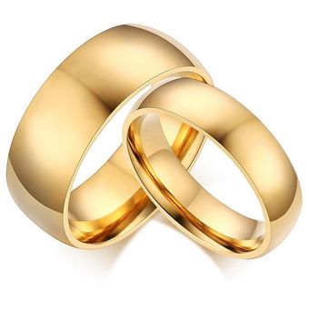 Anillos Dorados De Acero Inoxidable Para Hombres Y Mujeres 