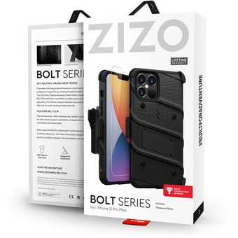 Funda Zizo Bolt Para Iphone 14 Pro Negro Con Clip Y Mica De Pantalla