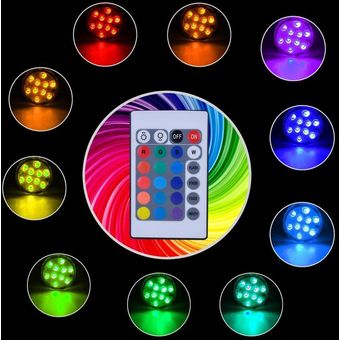 4PCS Piscina Luz RGB LED Bombilla Control remoto Florero de color subacuático Decoración 