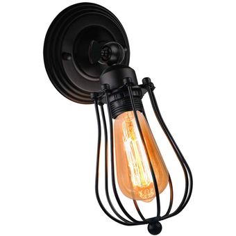 Vintage Luz Lámpara de Pared Industrial Ajustable Negro 
