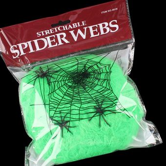 Decoración de la fiesta de Halloween Halloween Halloween Spider Malla 4 arañas 60ggreen 