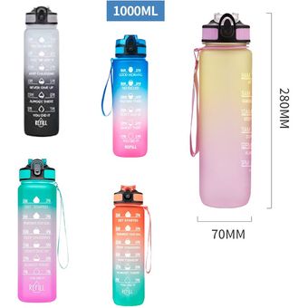Botella de agua Motivacional 1 Litro + Sticker de Regalo