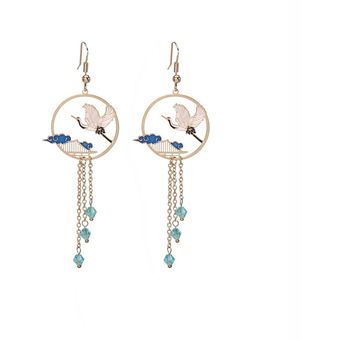 Adornos Femeninos Orejas Pendientes Largos De Aves Chinas 