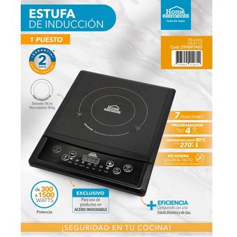 Estufa Electrica 1 Puesto HE-E1PN Negra Home Elements - Distrihogar