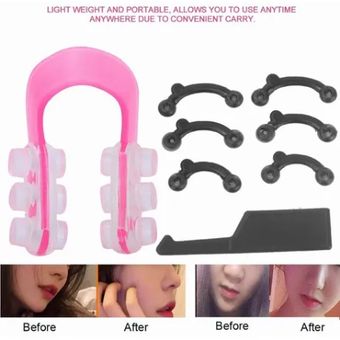 Respingadores De Nariz Corrector Nasal 6 Pares Y Clip Nariz Negro/Rosa