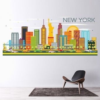 New York City Colourful Skyline Wall Sticker Ws-46344 Avery 