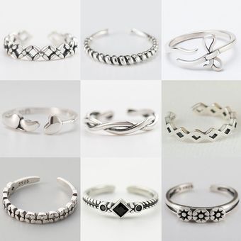 Yihugmbo 100% Plata Esterlina 925 Anillo De Apertura De 63 