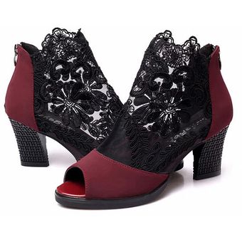 Tacones Altos con Encajes Rojo 