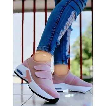 Tenis Rosa Doble Cierre M gico Dama Zapatos Mujer Lindos De Moda Y Estilo