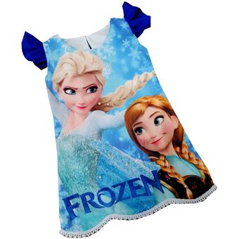 Vestido Para Niñas Con Manga De Frozen Ana Y Elsa Petite Shop i466 Azul 