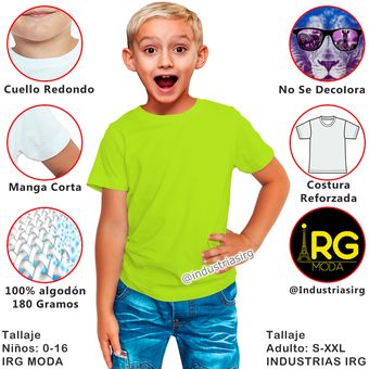 Camisetas Niños En Color Algodón 180 Cuello Redondo Nacional