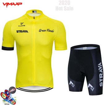 equipo STRAVA amarillo ciclismo Ropa bicicleta Jersey Ropa para homb 