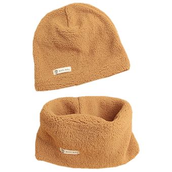 niño y niña sombreros para conjunto de 2 Conjunto de 2 sombreros de punto de algodón para niño y niña gorra de dos piezas pañuelo de Color liso 