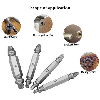 Juego de guía de brocas extractor de tornillos de 4 piezas, 