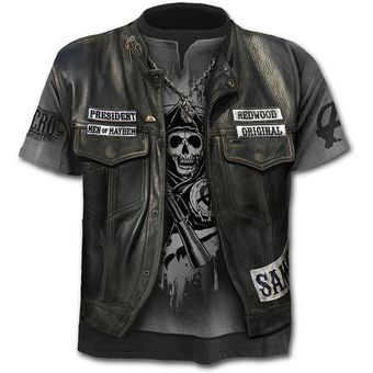 Camiseta de motocicleta de marca Punk para hombre  camisetas de caba.. 