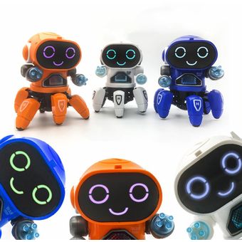 Bailar eléctrica Hexápodo acero Robot de música ligera del regalo de los niños de cumpleaños del juguete 