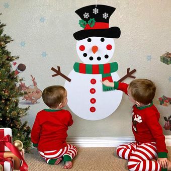 DIY Navidad fieltro muñeco de nieve puerta colgante de pared juguete N 