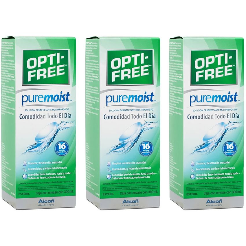 Solución Desinfectante Multipropósito Opti-Free Puremoist 3 Piezas CST