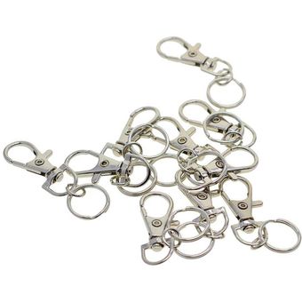 Corchete de la langosta gancho giratorio Llaveros tono de plata Llavero de la moda accesorios de bricolaje para la joyería de plata 40Pcs 