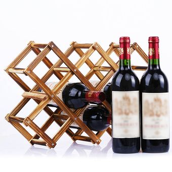 Soportes para las botellas de vino de madera creativo práctico plegable de estar decorativo de la sala del gabinete Vino Tinto Pantalla de almacenamiento Bastidores madera 