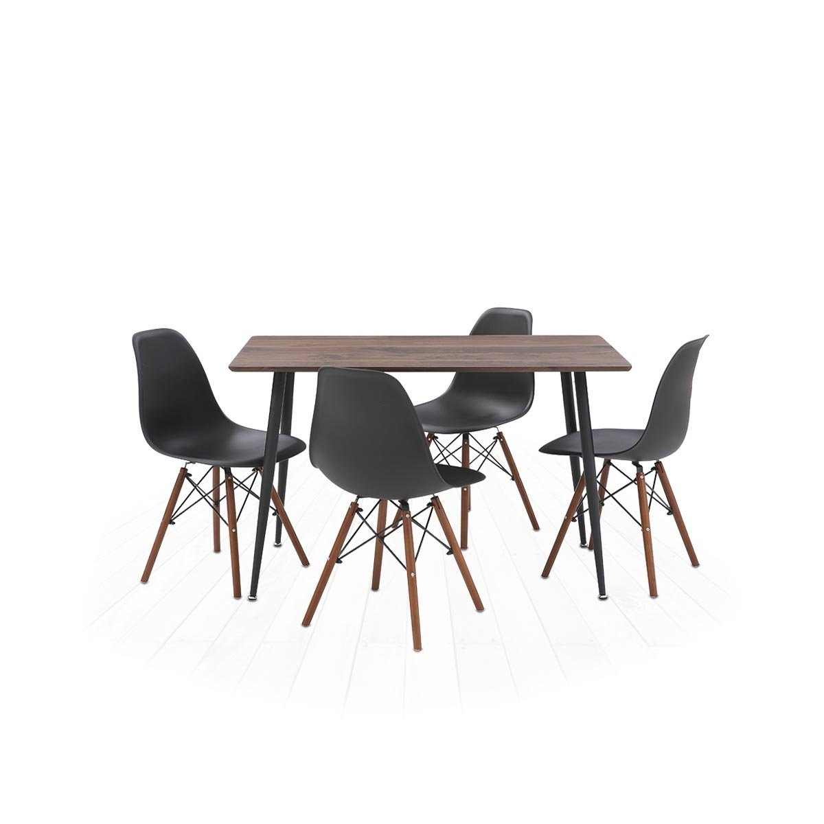 Comedor Miso/Oslo con 4 sillas Color Nogal y Negro TU GOW