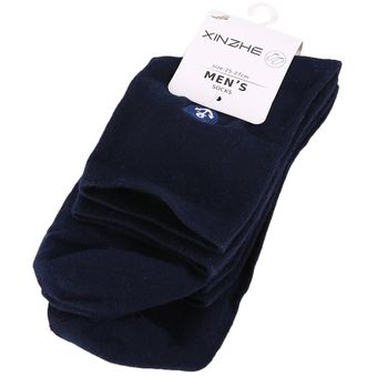 2 pares de calcetines de negocios casuales bordados de color sólido calcetines de algodón para hombres y Azul oscuro 