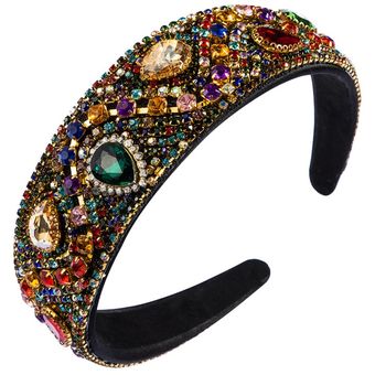 Diademas de diseñador de lujo Para Mujer Diademas Para El Pelo Tiara con gema de piedra accesorios coloridos Para El cabello venta al por mayor 