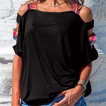 Gran oferta camiseta para mujer con hombros descubiertos novedad Vintage bohemio estampado Tún HON 