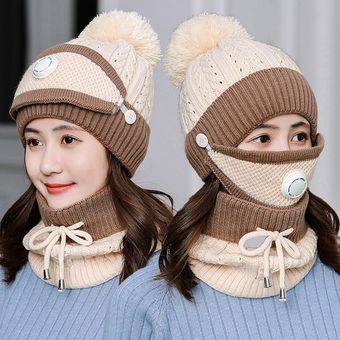 2 Bufandas Mujer Invierno De Terciopelo Cálido Sombrero 