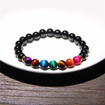Pulsera De Ojo De Tigre Masculino 7 Chakra Tratamiento Pearl 