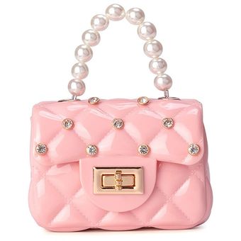 bolsa bonit Mini bolso cruzado de cuero con asa de perla para niñas 