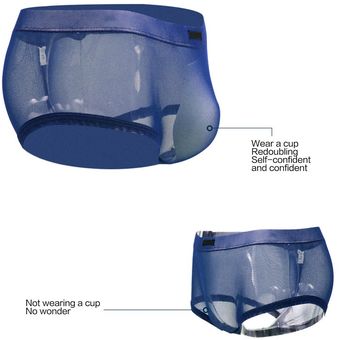Hombres Esponja bombeo Copa Enhancer Natación ropa interior calzoncillos bombeo del pene bolsa Pad-blanco 