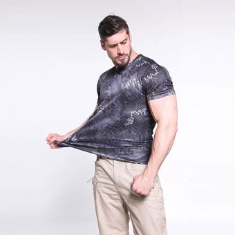 traje de caza traje de Ghillie impermeable Camiseta de secado rápido para exteriores para hombre transpirable ropa de camuflaje biónico de manga corta 