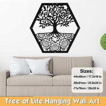 Artista de Wall Residencia Jardín Terraza Ornamentos colgantes decoración 3 tipos de metal árbol de la vida-44x46cm 