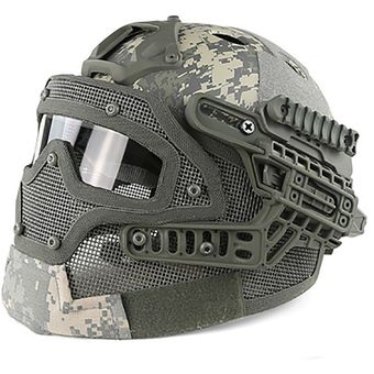 Casco táctico con máscara de acero,equipo de protección de cara comp 